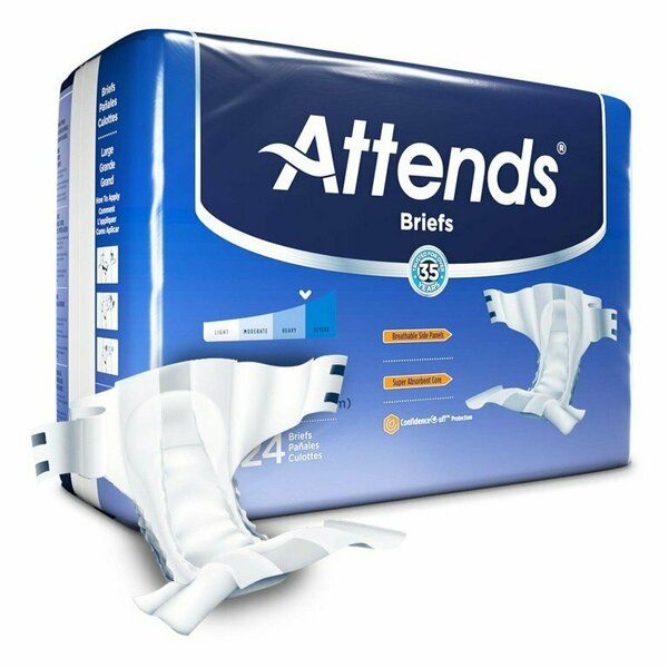 Attends Briefs, Adult, Large, Heavy Absorbency, Disposable, 72PK DDA30